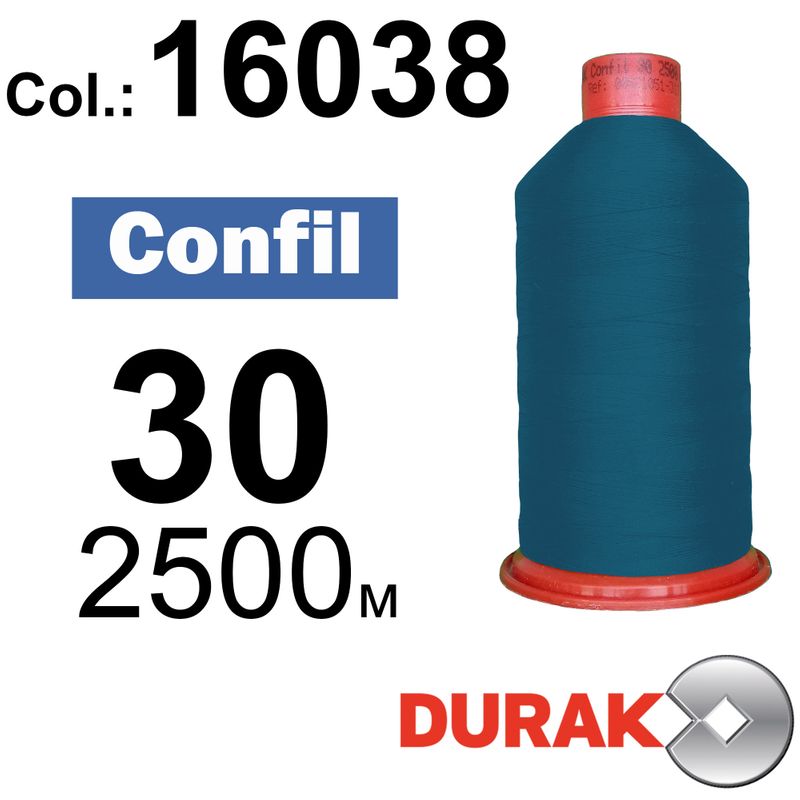 Нитки надміцні, Confil, поліестер, N30 (80tex), довжина 2500 м., колір 35(16038)-238 колонка 7