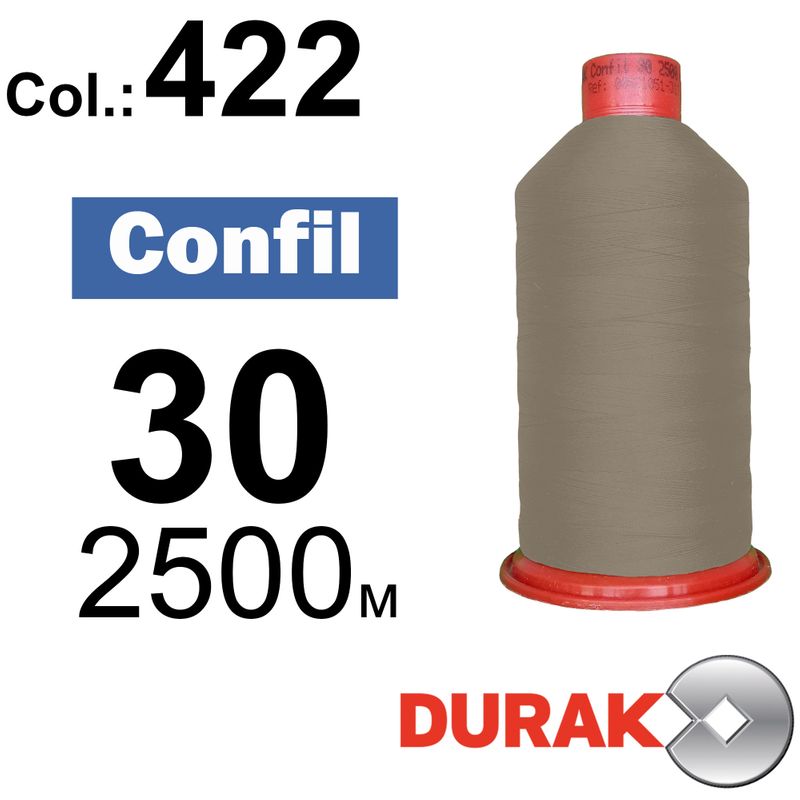 Нитки надміцні, Confil, поліестер, N30 (80tex), довжина 2500 м., колір 37(422)-165 колонка 10