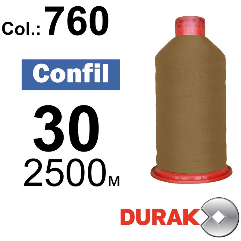 Нитки надміцні, Confil, поліестер, N30 (80tex), довжина 2500 м., колір 38(760)-38 колонка 3