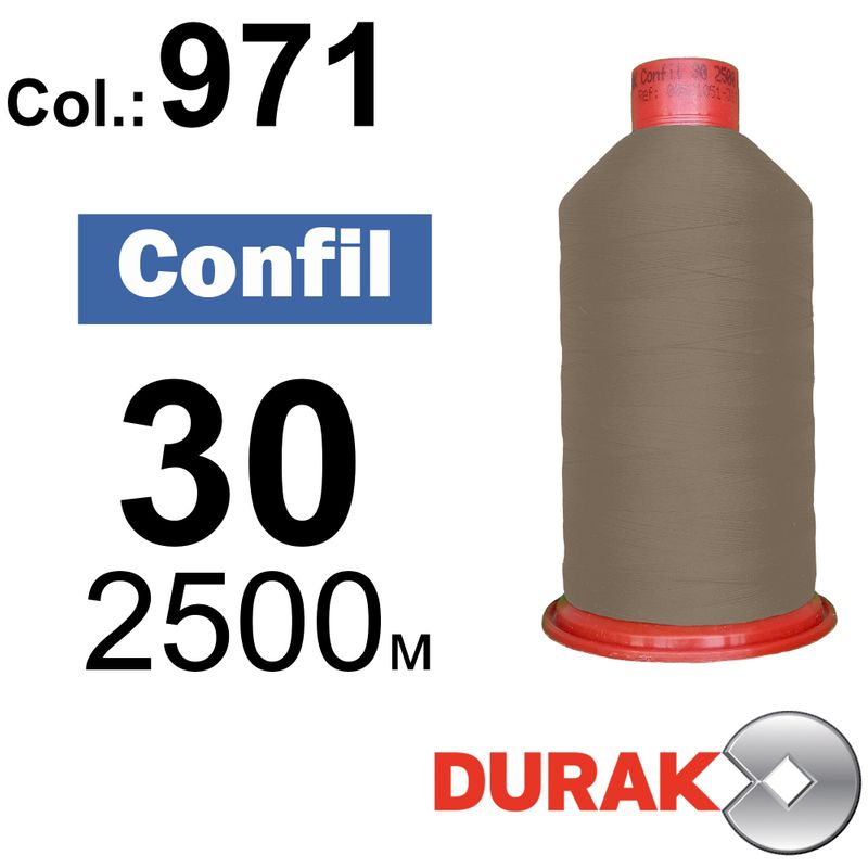 Нитки надміцні, Confil, поліестер, N30 (80tex), довжина 2500 м., колір 45(971)-127 колонка 10