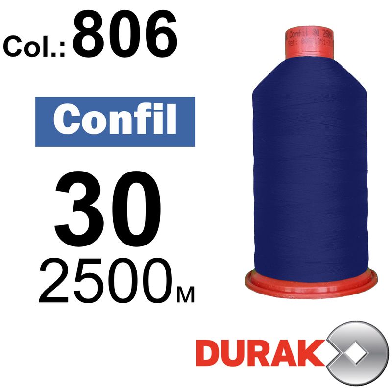 Нитки надміцні, Confil, поліестер, N30 (80tex), довжина 2500 м., колір 46(806)-719 колонка 6