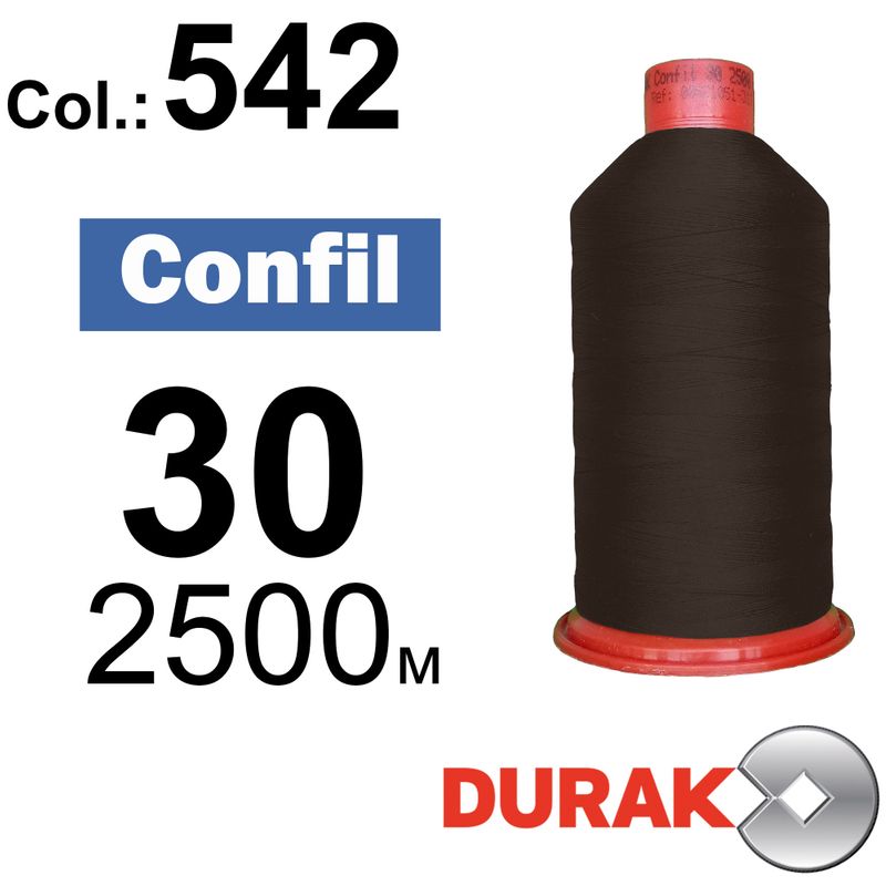 Нитки надміцні, Confil, поліестер, N30 (80tex), довжина 2500 м., колір 07(542)-46 колонка 10