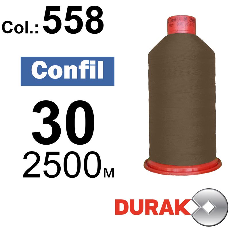 Нитки надміцні, Confil, поліестер, N30 (80tex), довжина 2500 м., колір 10(558)-265 колонка 10