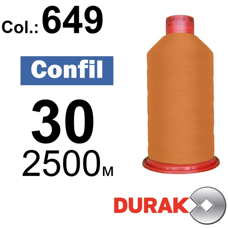 Нитки надміцні, Confil, поліестер, N30 (80tex), довжина 2500 м., колір 21(649)-33 колонка 1