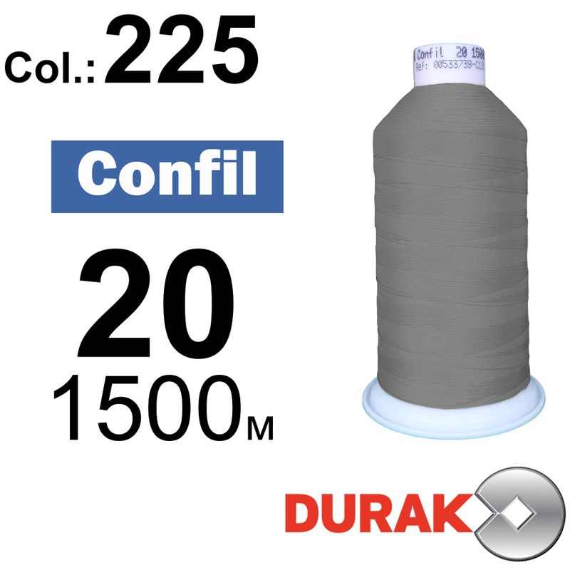 Нитки надміцні, Confil, поліестер, N20 (135tex), довжина 1500 м., колір 11(225)-107 колонка 12