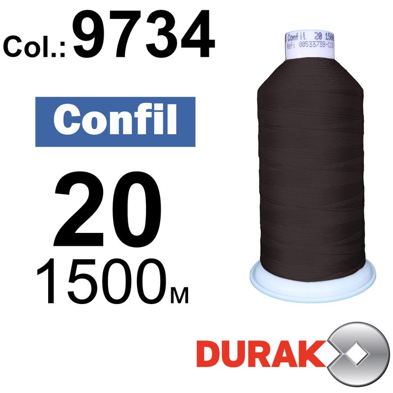 Нитки надміцні, Confil, поліестер, N20 (135tex), довжина 1500 м., колір 15(9734)-47 колонка 3