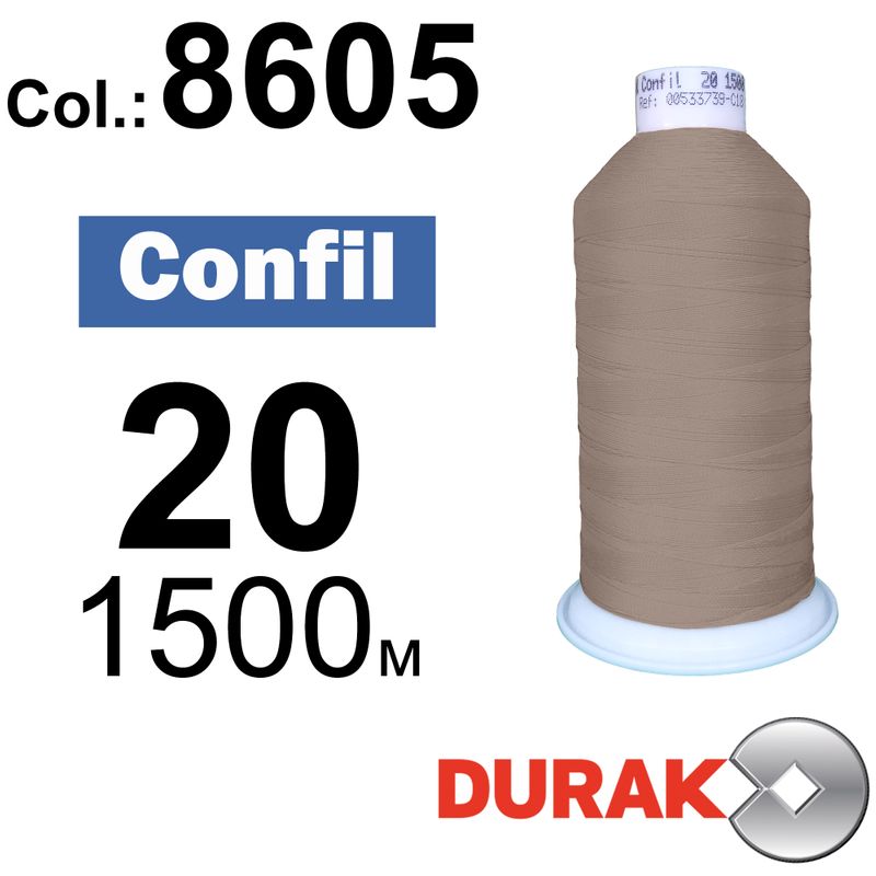 Нитки надміцні, Confil, поліестер, N20 (135tex), довжина 1500 м., колір 20(8605)-252 колонка 10