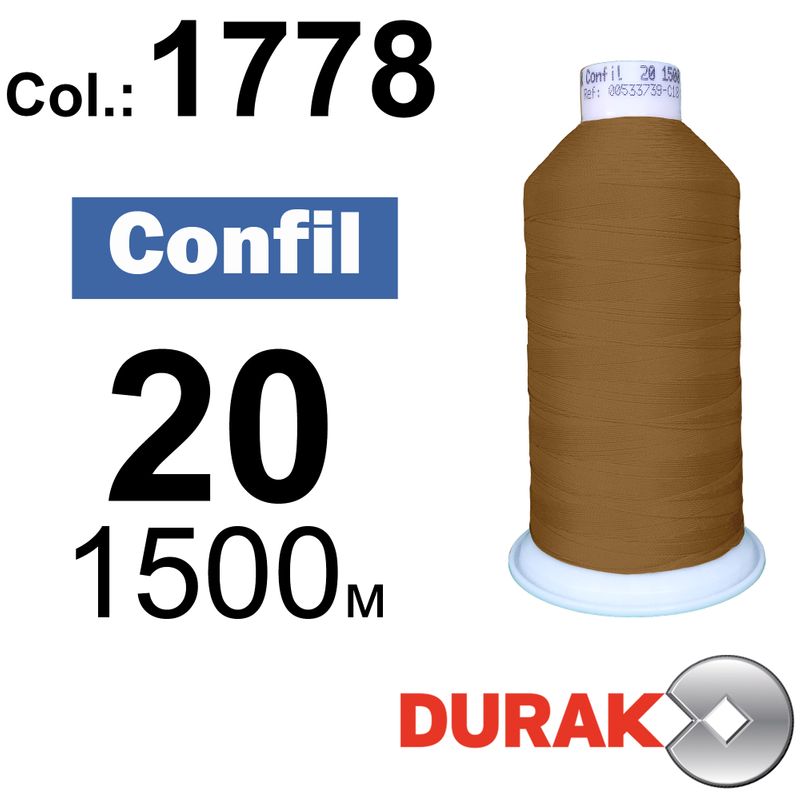 Нитки надміцні, Confil, поліестер, N20 (135tex), довжина 1500 м., колір 24(1778)-169 колонка 2