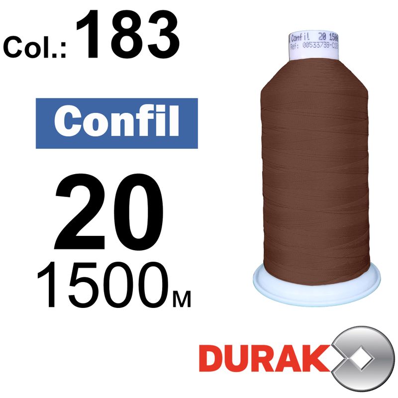 Нитки надміцні, Confil, поліестер, N20 (135tex), довжина 1500 м., колір 32(183)-230 колонка 2