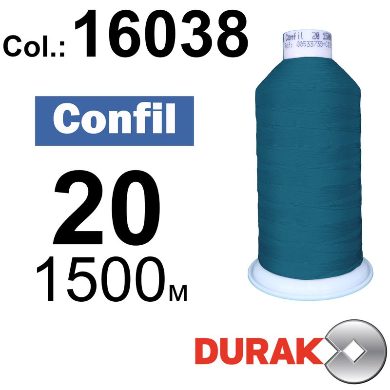 Нитки надміцні, Confil, поліестер, N20 (135tex), довжина 1500 м., колір 35(16038)-238 колонка 7