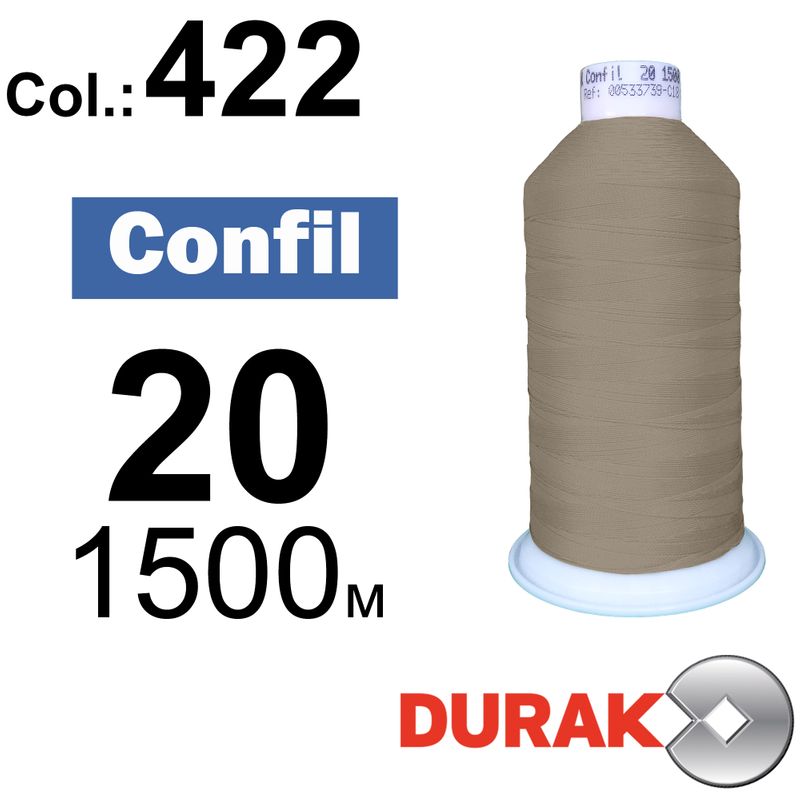 Нитки надміцні, Confil, поліестер, N20 (135tex), довжина 1500 м., колір 37(422)-165 колонка 10