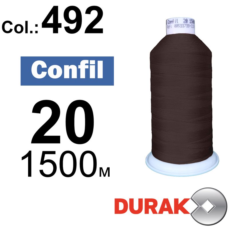 Нитки надміцні, Confil, поліестер, N20 (135tex), довжина 1500 м., колір 41(492)-45 колонка 11