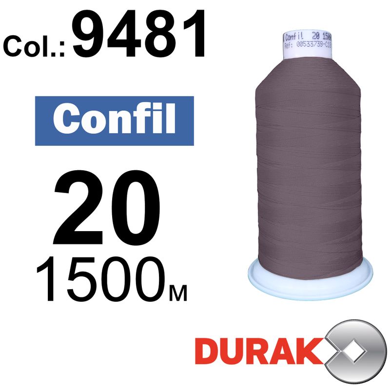 Нитки надміцні, Confil, поліестер, N20 (135tex), довжина 1500 м., колір 42(9481)-561 колонка 5