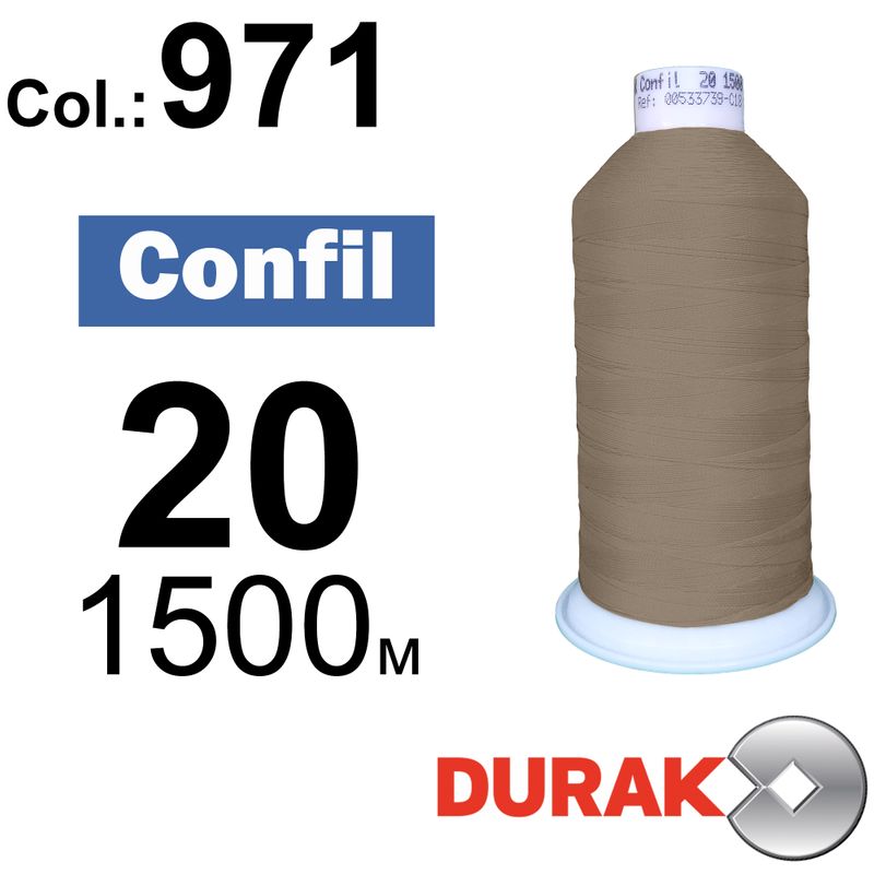 Нитки надміцні, Confil, поліестер, N20 (135tex), довжина 1500 м., колір 45(971)-127 колонка 10