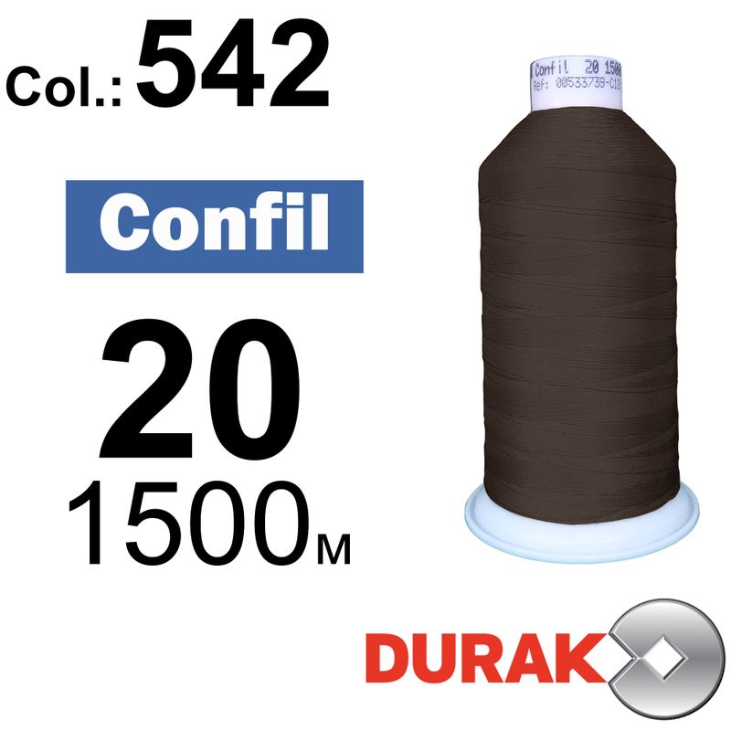 Нитки надміцні, Confil, поліестер, N20 (135tex), довжина 1500 м., колір 07(542)-46 колонка 10