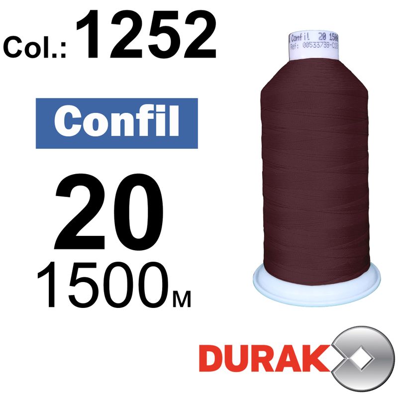 Нитки надміцні, Confil, поліестер, N20 (135tex), довжина 1500 м., колір 18(1252)-13 колонка 4