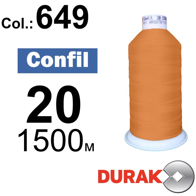 Нитки надміцні, Confil, поліестер, N20 (135tex), довжина 1500 м., колір 21(649)-33 колонка 1