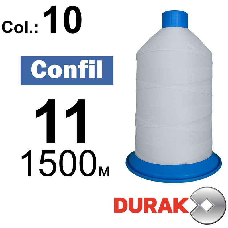Нитки надміцні, Confil, поліестер, N11 (270tex), довжина 1500 м., колір 03(10)-біла колонка 1