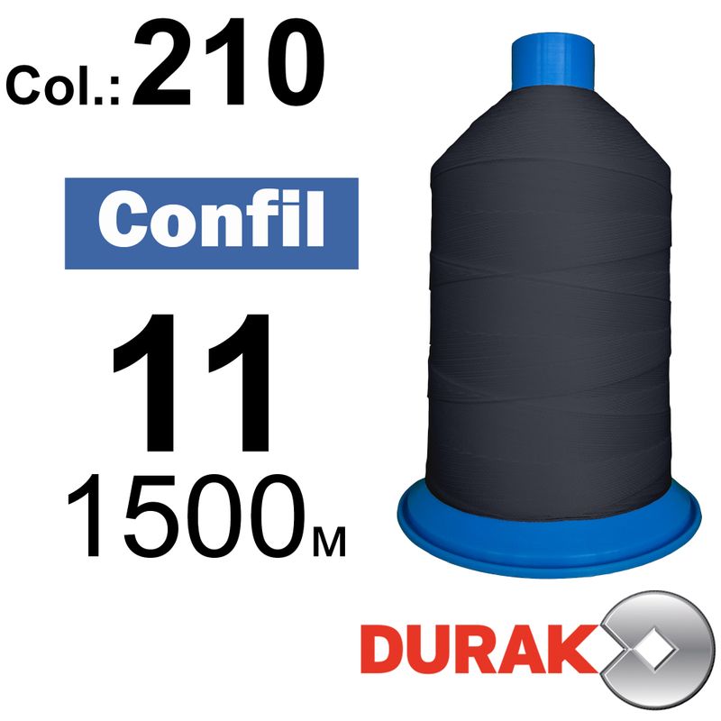 Нитки надміцні, Confil, поліестер, N11 (270tex), довжина 1500 м., колір 18(210)-200 колонка 11