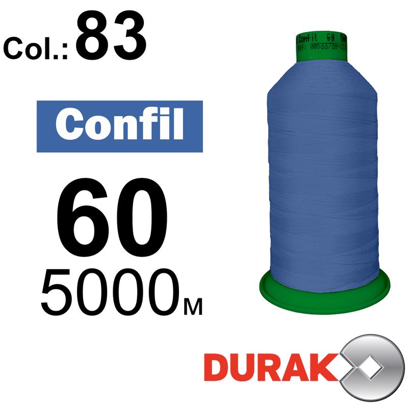 Нитки надміцні, Confil, поліестер, N60 (45tex), довжина 5000 м., колір 10(83)-58 колонка 6