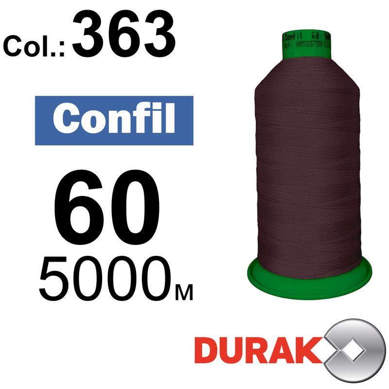 Нитки надміцні, Confil, поліестер, N60 (45tex), довжина 5000 м., колір 16(363)-41 колонка 4