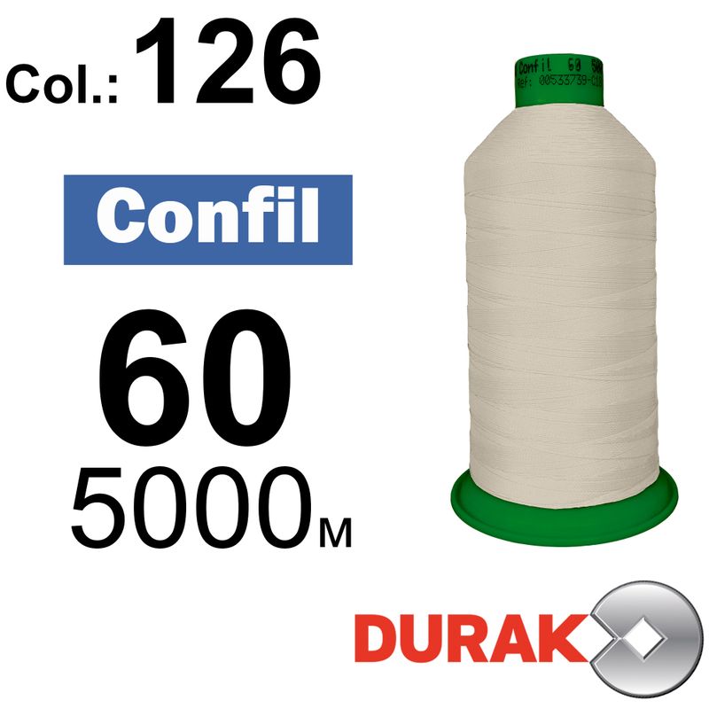 Нитки надміцні, Confil, поліестер, N60 (45tex), довжина 5000 м., колір 04(126)-97 колонка 10
