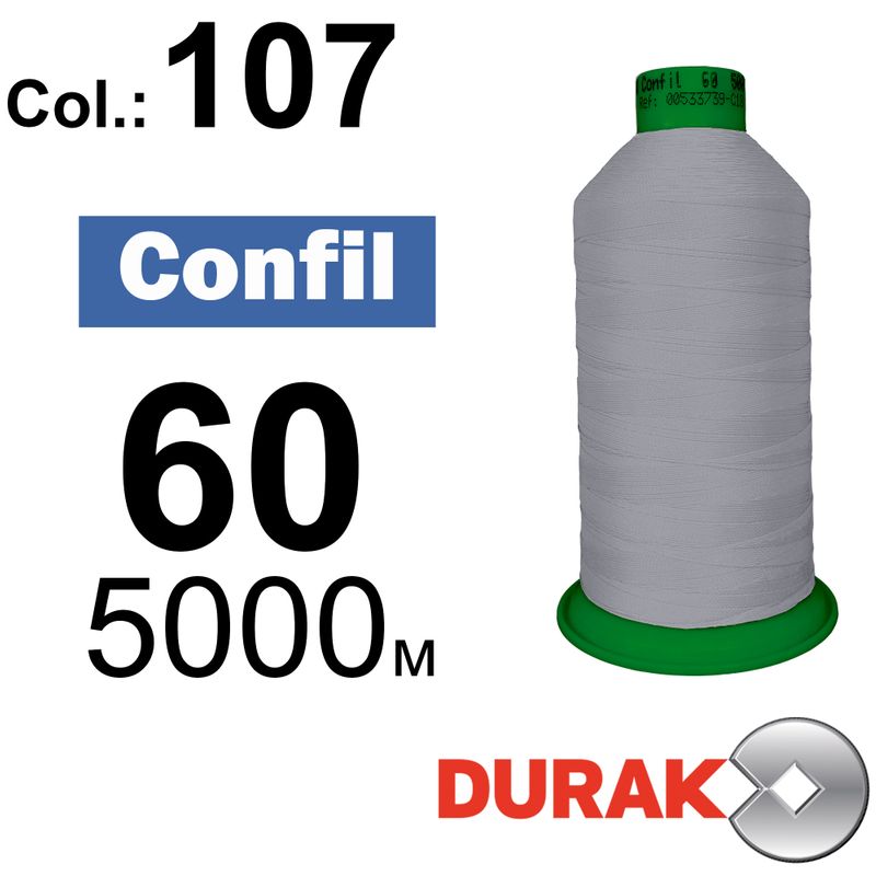 Нитки надміцні, Confil, поліестер, N60 (45tex), довжина 5000 м., колір 12(107)-124 колонка 11