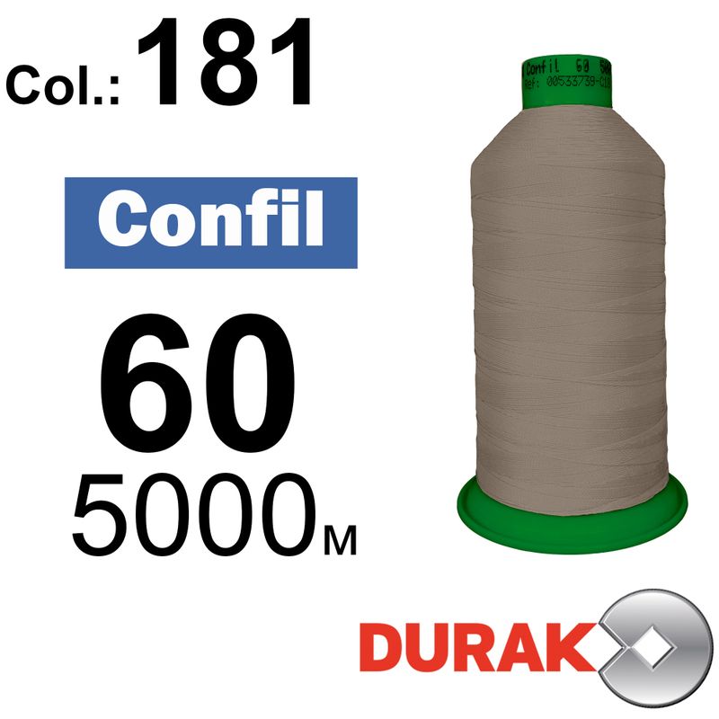 Нитки надміцні, Confil, поліестер, N60 (45tex), довжина 5000 м., колір 13(181)-99 колонка 10