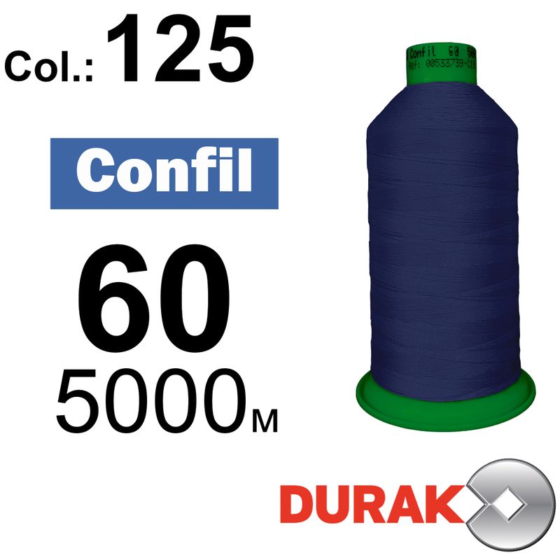 Нитки надміцні, Confil, поліестер, N60 (45tex), довжина 5000 м., колір 19(125)-65 колонка 6