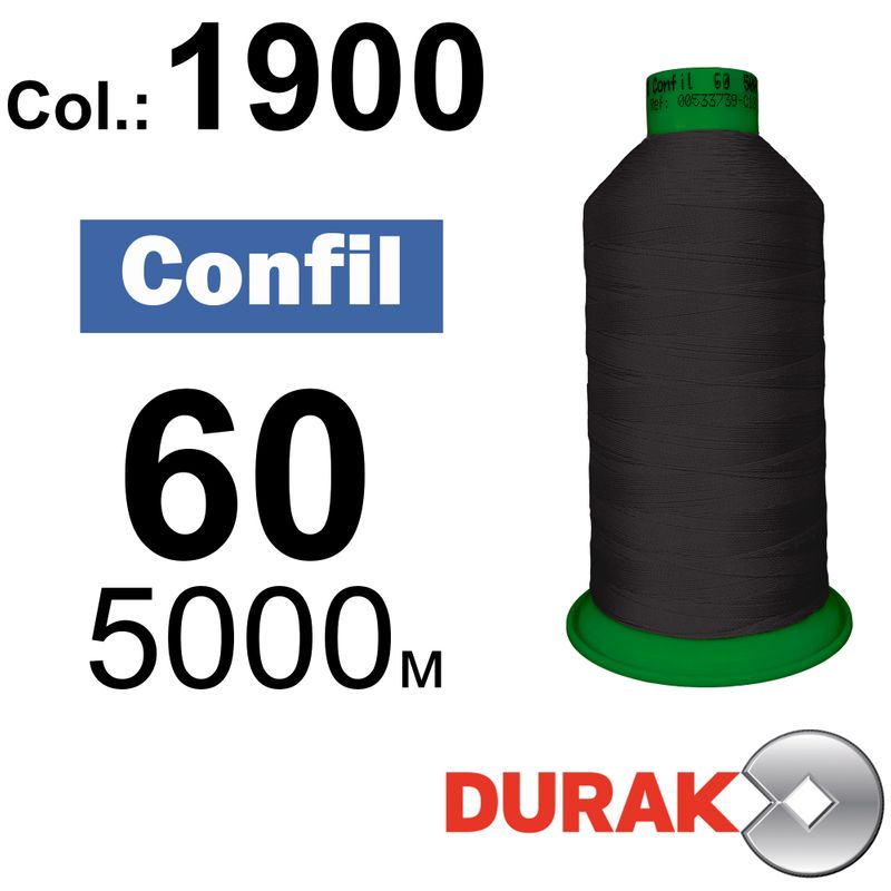 Нитки надміцні, Confil, поліестер, N60 (45tex), довжина 5000 м., колір 21(1900)-48 колонка 10
