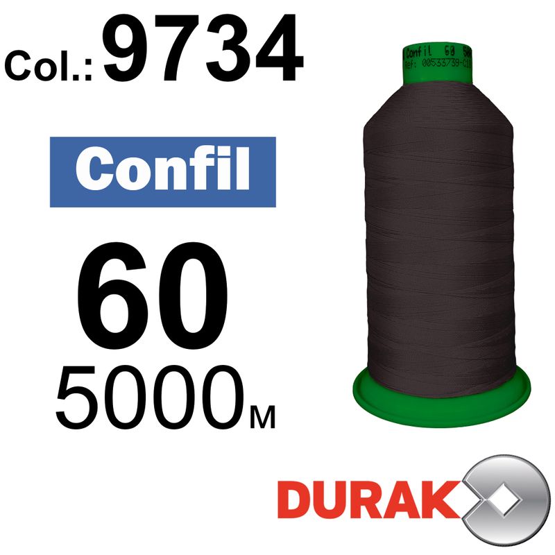 Нитки надміцні, Confil, поліестер, N60 (45tex), довжина 5000 м., колір 23(9734)-47 колонка 3