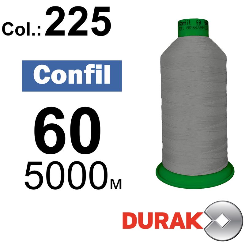 Нитки надміцні, Confil, поліестер, N60 (45tex), довжина 5000 м., колір 10(225)-107 колонка 12