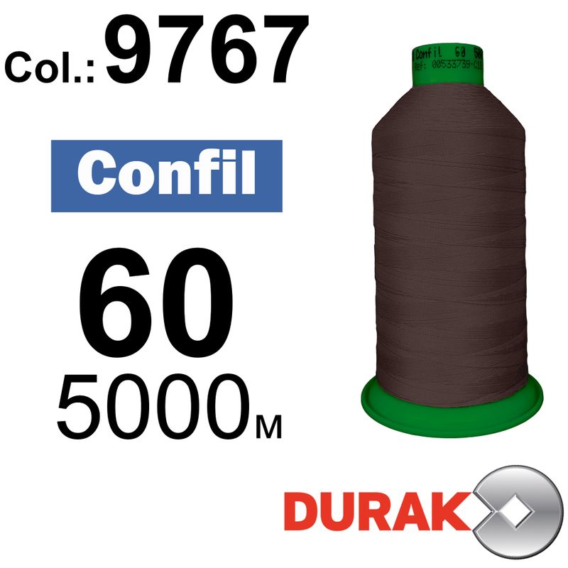 Нитки надміцні, Confil, поліестер, N60 (45tex), довжина 5000 м., колір 12(9767)-45 колонка 3