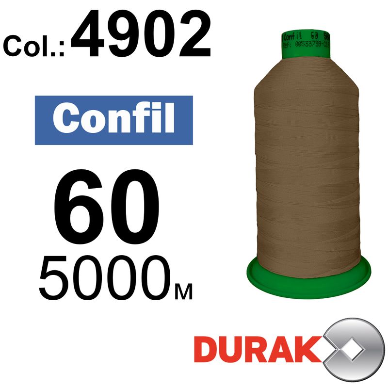 Нитки надміцні, Confil, поліестер, N60 (45tex), довжина 5000 м., колір 14(4902)-126 колонка 3