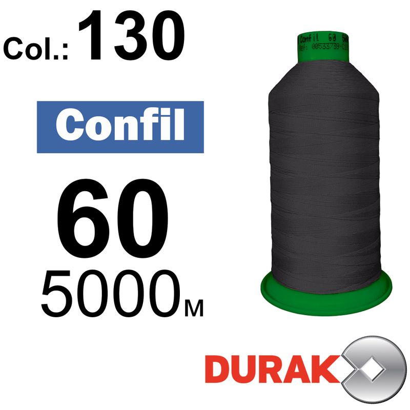 Нитки надміцні, Confil, поліестер, N60 (45tex), довжина 5000 м., колір 34(130)-330 колонка 12