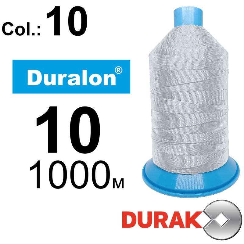 Нитки надміцні, Duralon, нейлон 6. 6, N10 (300tex), довжина 1000м., колір (10)-біла, к-1