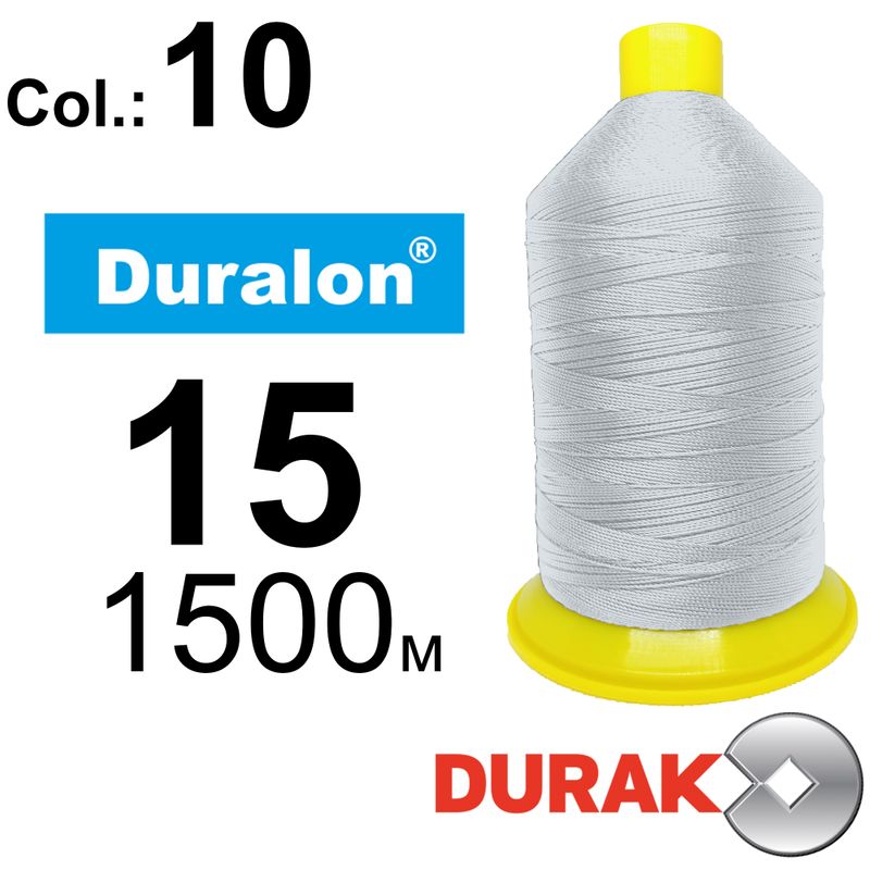 Нитки надміцні, Duralon, нейлон 6. 6, N15 (200tex), довжина 1500м., колір (10)-біла, к-1