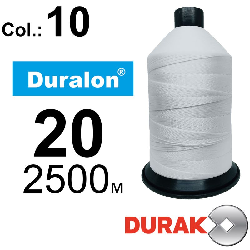 Нитки надміцні, Duralon, нейлон 6. 6, N20 (150tex), довжина 2500м., колір (10)-біла, к-1