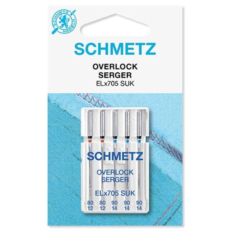 Голки для оверлока, трикотажу, джерсі №MIX , SC, (ELx705 SUK CF): 80(2); 90(3) з хром покриттям , уп5шт