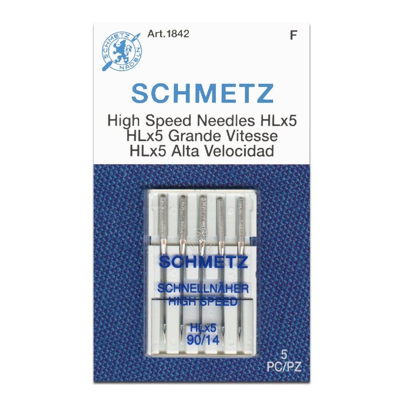 Голки стьобальні № 90/14, SC, (HLх5) для високошвидкісних БШМ, з хромованим стержнем, 1уп. =5шт