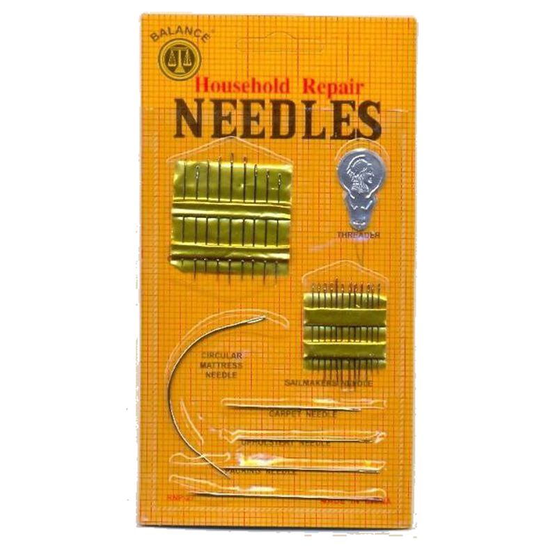 Голки швейні мікс, для домашнього ремонту, цупких тканин, 26шт + 1 нитковтягувач