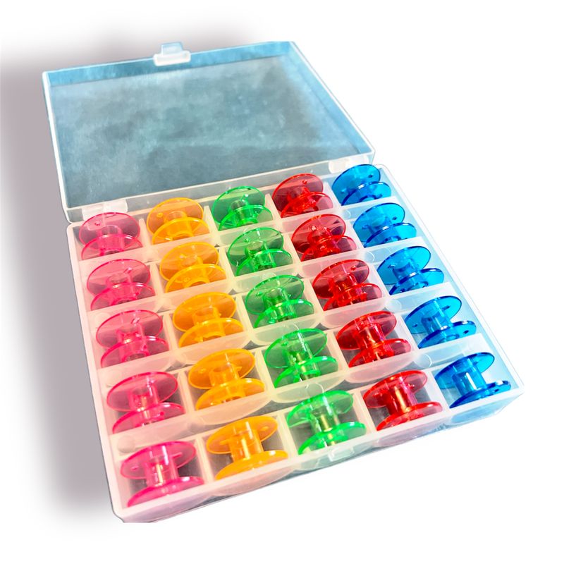 Футляр (органайзер) на 25 катушек (d-21, h-10мм) 150х120х30 мм, пластиковый, катушки в комплекте