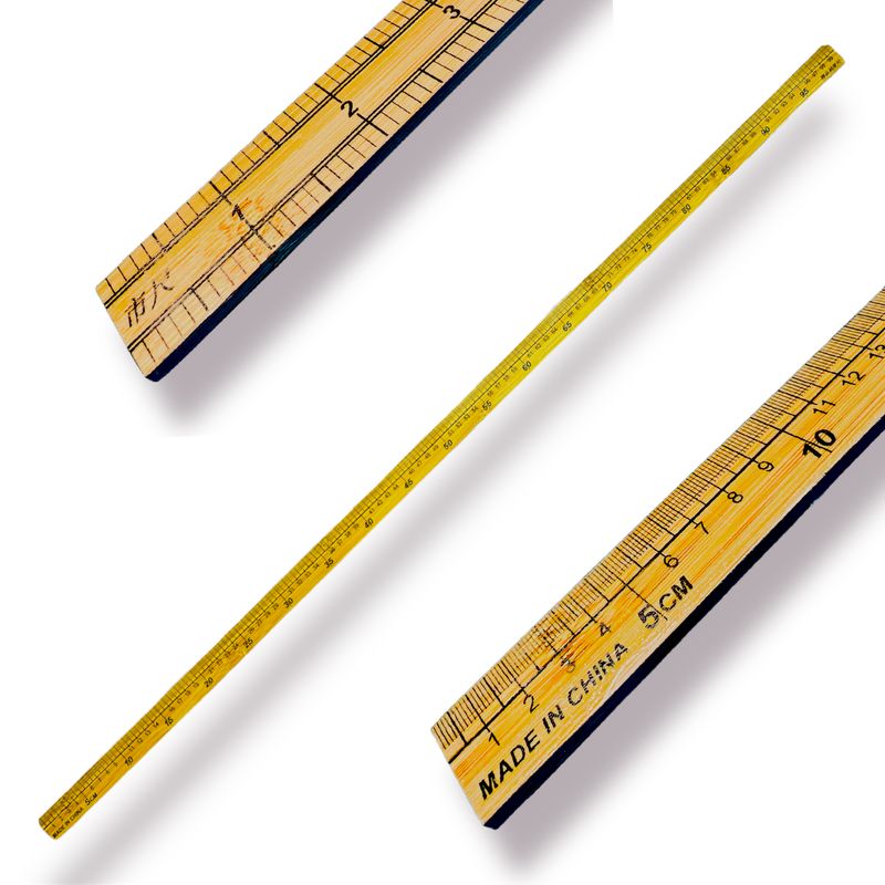 Лінійка розкрійна 100см, двостороння, ширина 27мм, фанера, мітки - мм, см, Кит. дюйм (цунь)