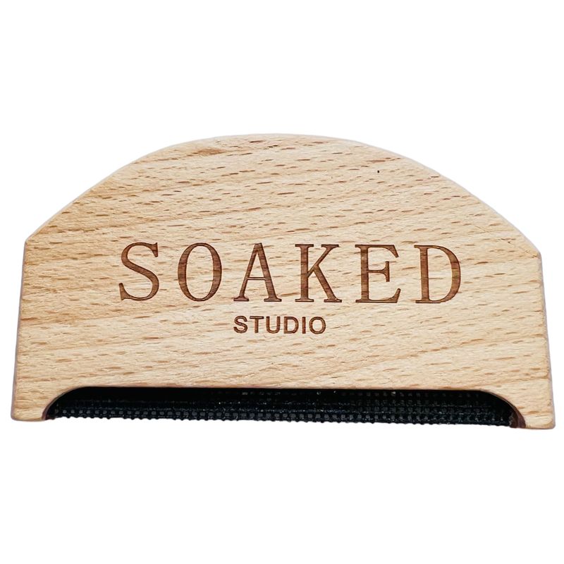 Щітка-бритва для видалення ковтунців, ворса, шерсті з речей, 75х45мм, дерев'яна гребінцем