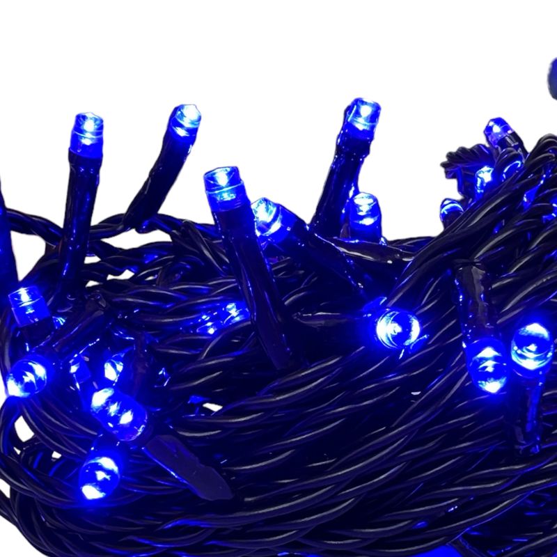 Гирлянда светодиодная DL String 100LED 10м, d-2мм, линейная IP44, контроллер (8р), синий/черная