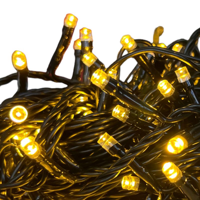 Гирлянда светодиодная DL String 100LED 10м, d-2мм, линейная IP44, контроллер (8р), тепло-белый/черная