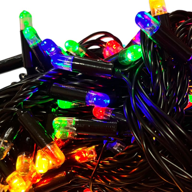 Гирлянда светодиодная DL String 100LED 10м, d-2, 35мм, линейная IP65, контроллер (8р), мульти/черная