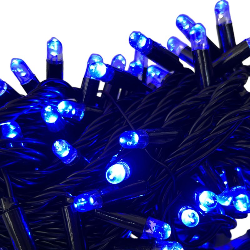 Гирлянда светодиодная DL String 100LED 10м, d-2, 35мм, линейная IP65, контроллер (8р), синий/черная