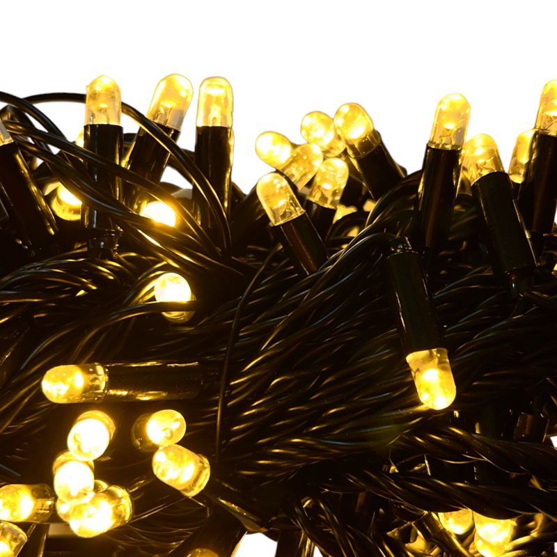 Гирлянда светодиодная DL String 100LED 10м, d-2, 35мм, линейная IP65, контроллер (8р), тепло-белый/черная