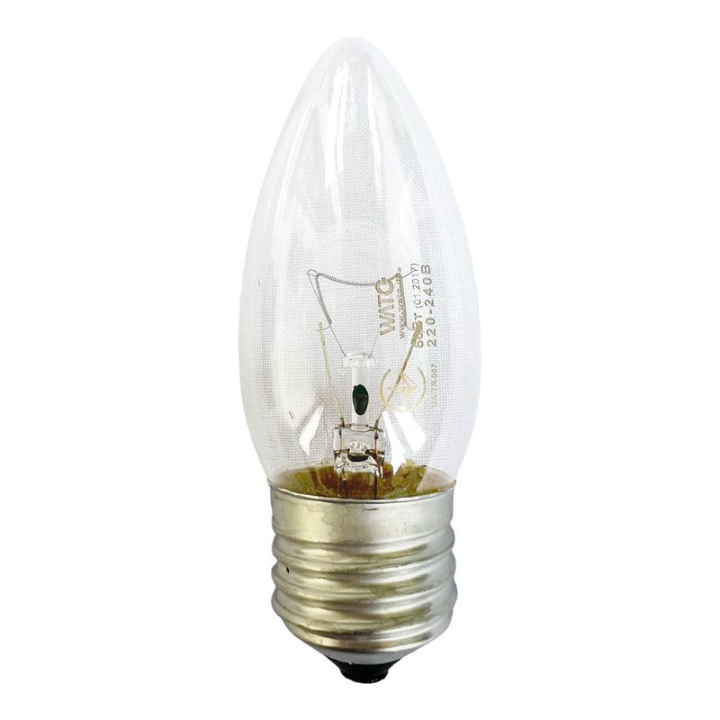 Лампа розжарювання WT146 E27, 60W, тепле світло 2700К, з гвинтовим ES 27мм цоколем, прозора, свічка